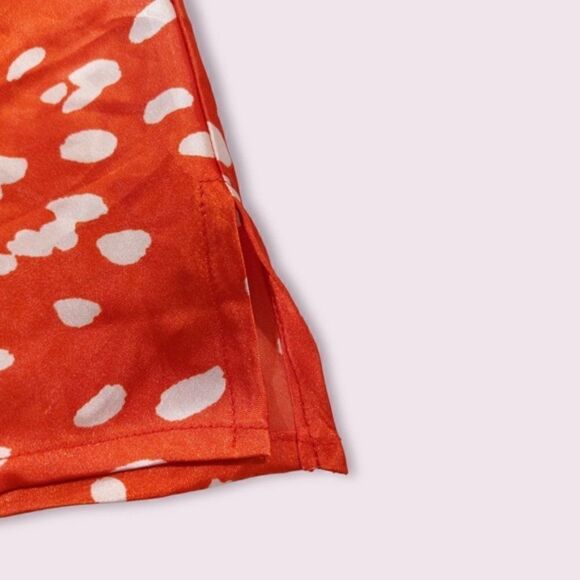 Topshop Red Dalmatian Satin Mini Skirt - Picture 5 of 6